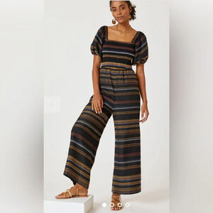 Anthropologie Hutch Uli Contrast-Stitch Jumpsuit Size XS Fall Colors 1531
